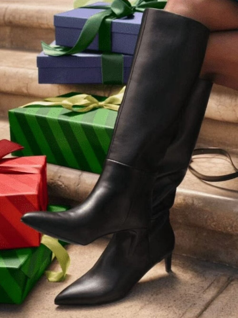 NEW MADDEN NYC WOMEN'S FAUX LEATHER KNEE HIGH KITTEN BOOTS WIDE CALF SIZE 11